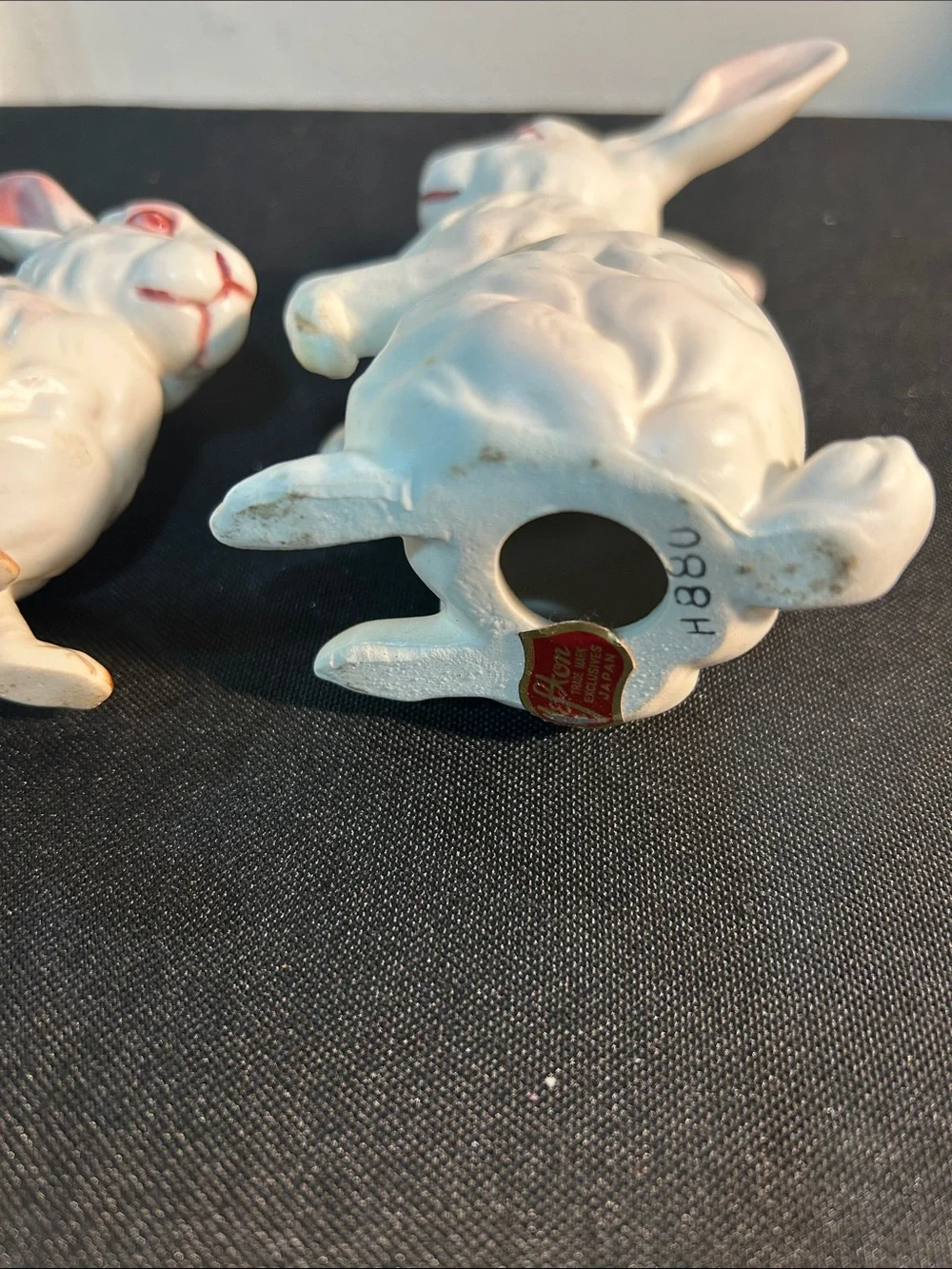 White Ceramic Rabbit Figurine - Set of 2 1950’s lefton 4.5”